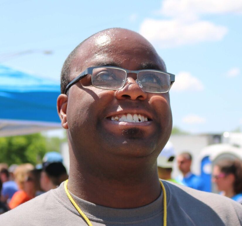 Student Keith at a training for track at Special Olympics.