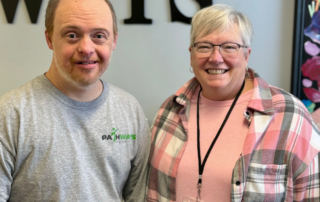 Pathways board member Janet and student Philip