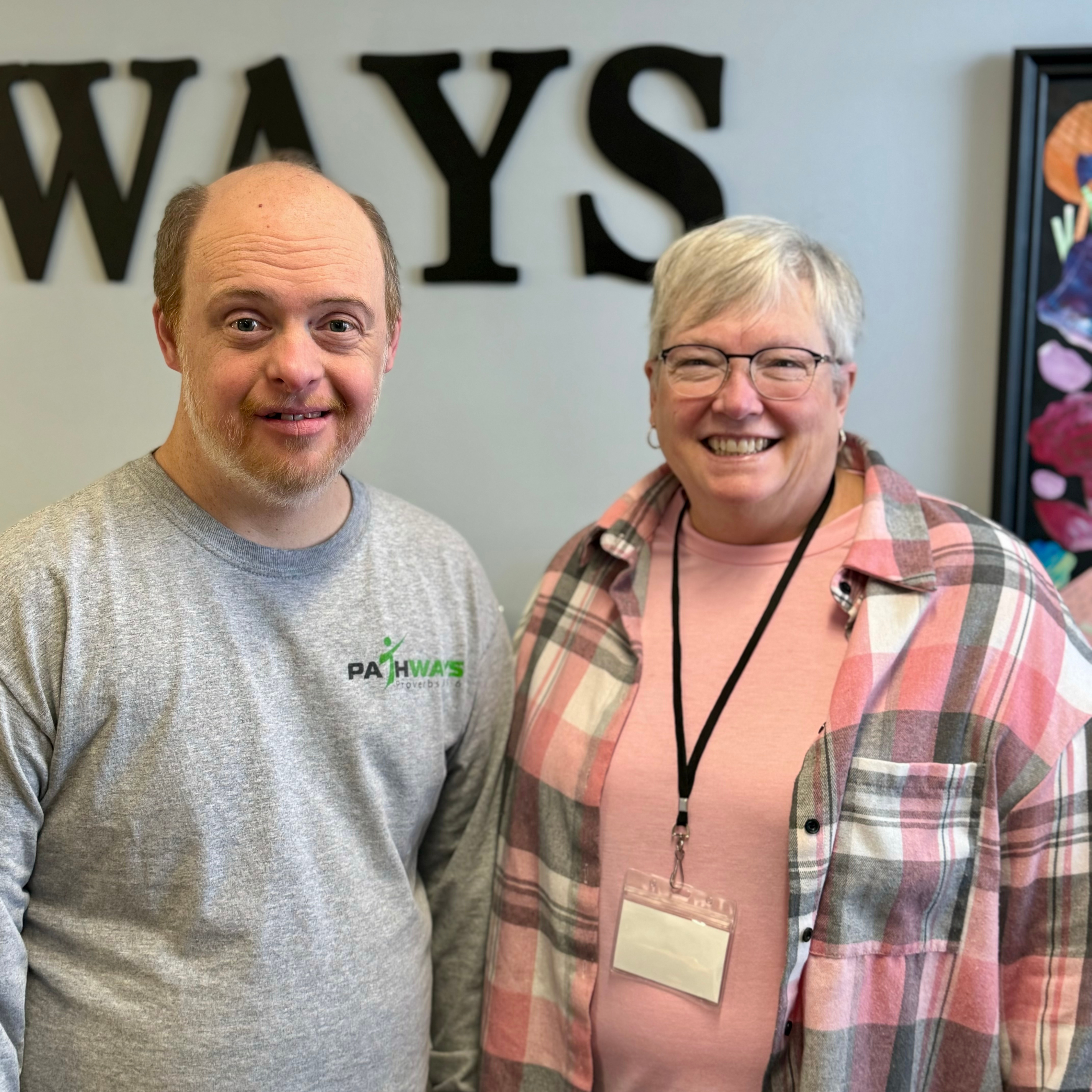 Pathways board member Janet and student Philip