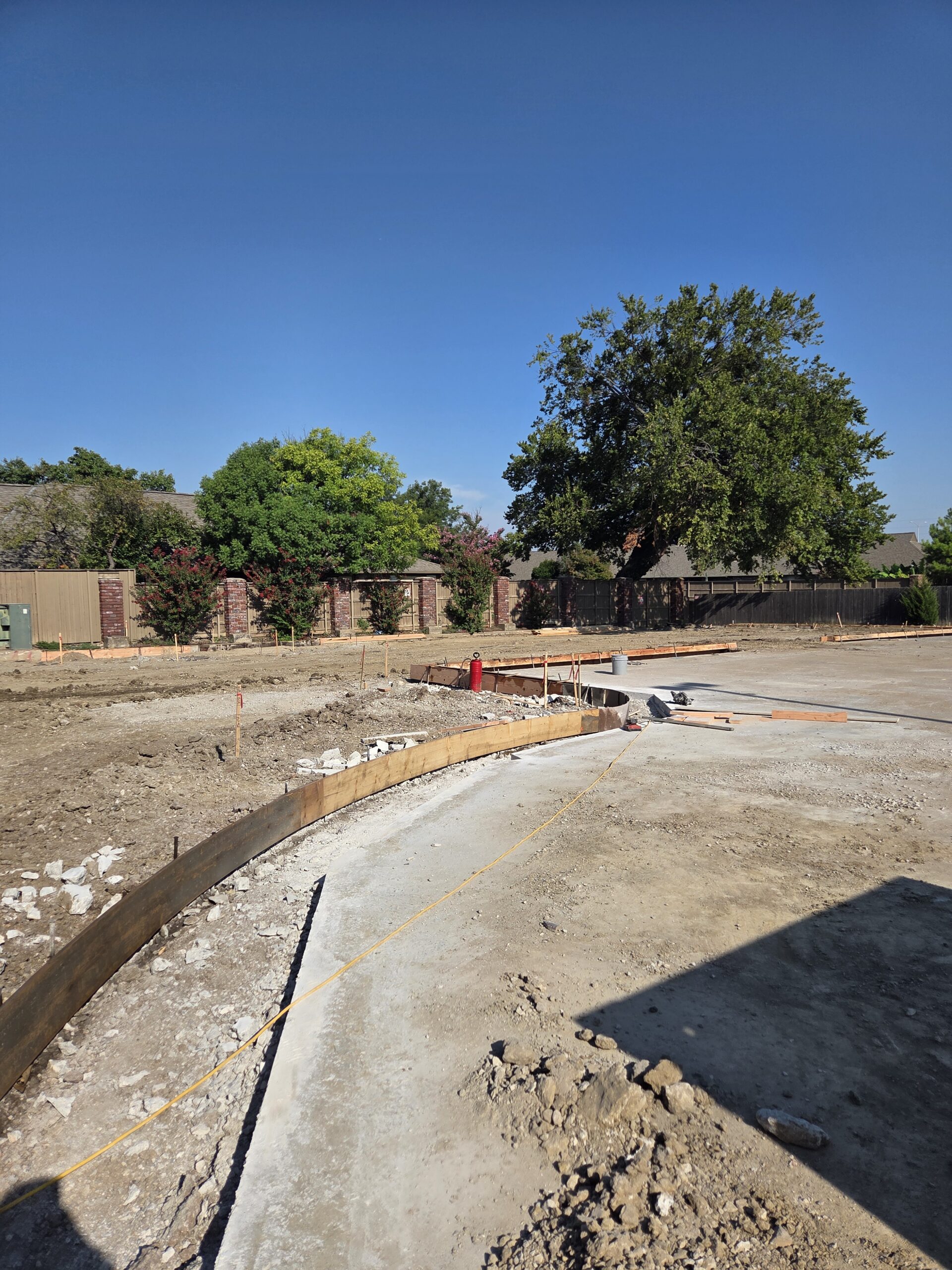 The outdoor classroom with framing in place for concrete. 